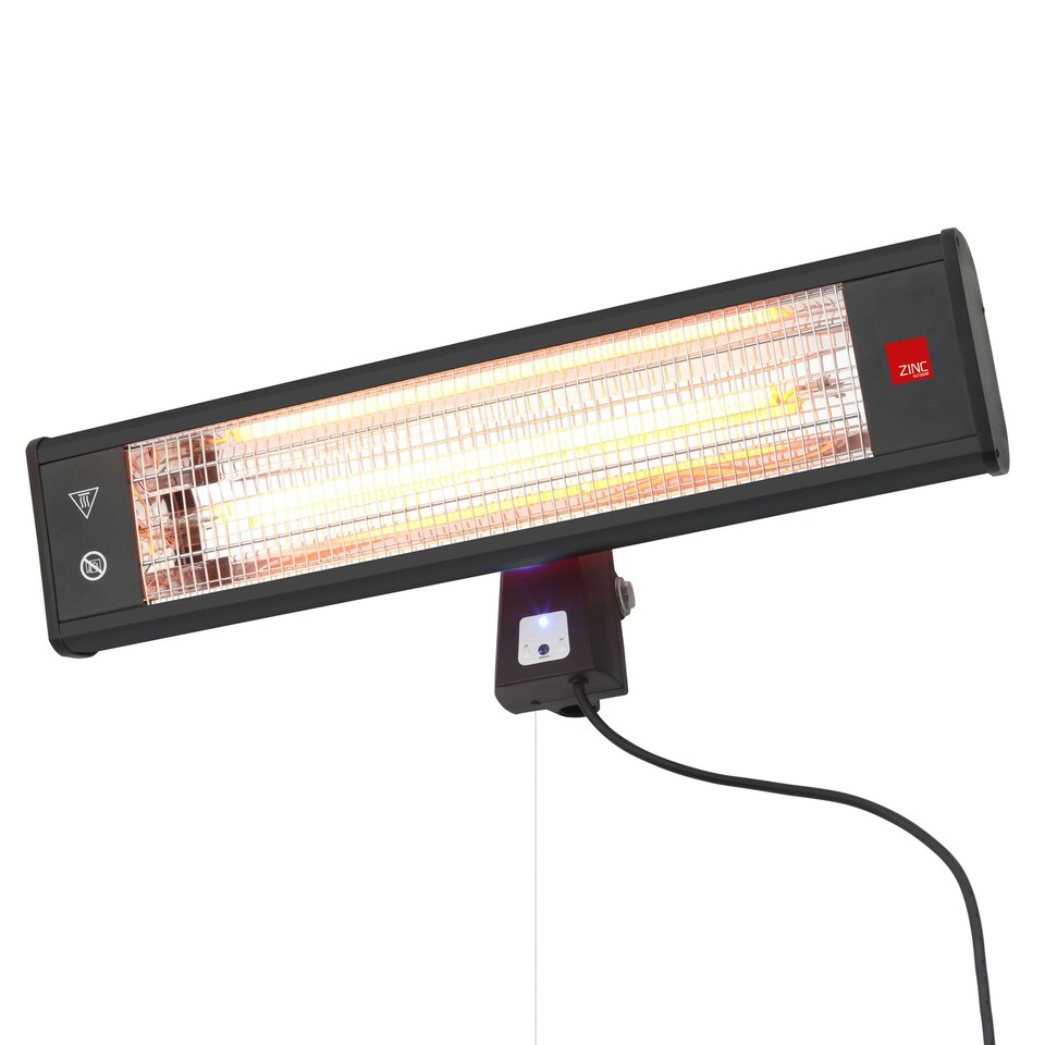 image 1 of BHS 1800W Wall Mounted Rectangle Patio Heater, Black