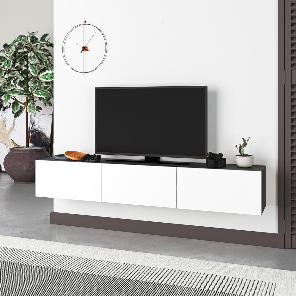 image 1 of Decortie Francy TV Stand 180x32x30cm Anthracite Grey
