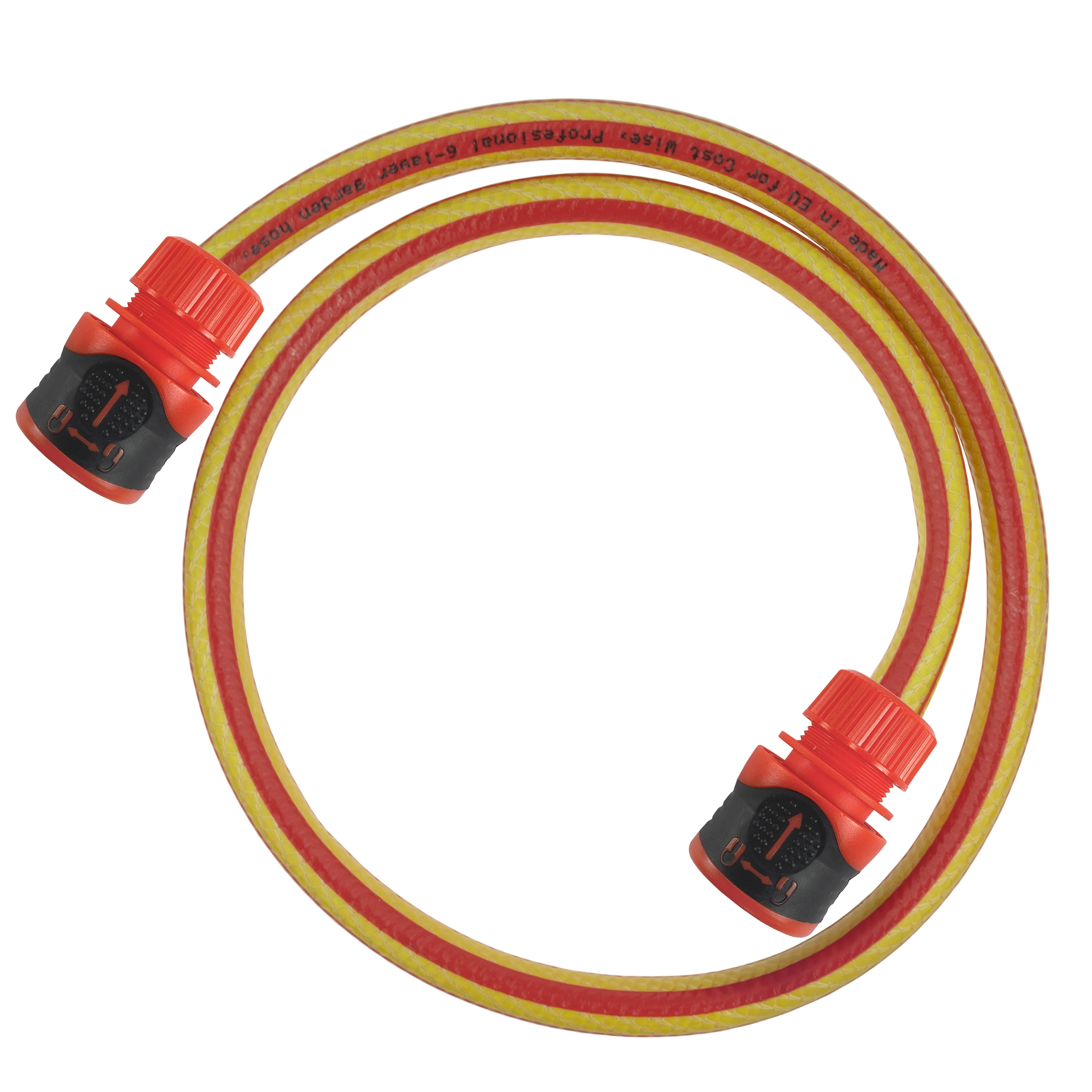 7m High-Quality 6-Layer Yellow 1/2" Garden Hose with 2x Orange Click & Lock 1/2" Connectors
