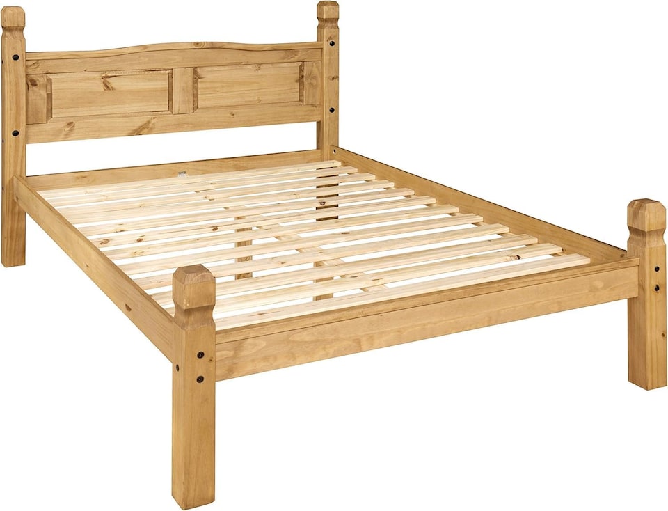 image 1 of Corona Double Bed Frame Low Foot End 4ft6 Solid Mexican Pine Bedroom