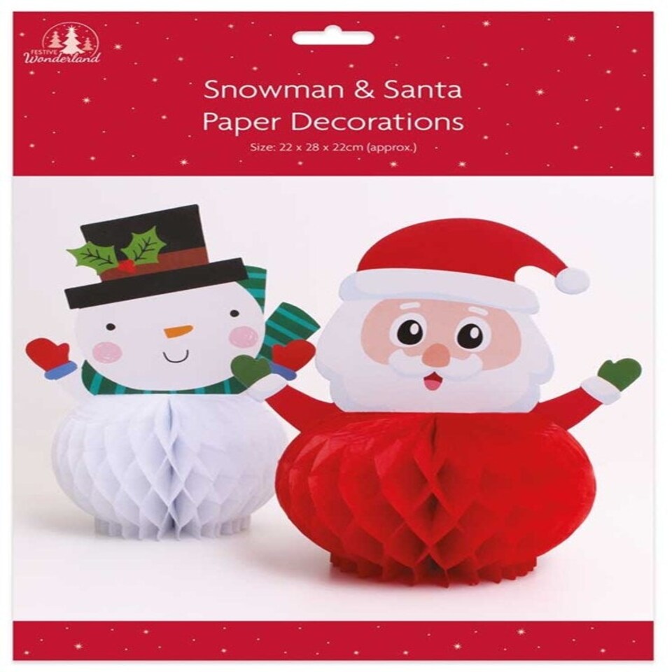 image 1 of Christmas Santa and Snowman Paper Decorations