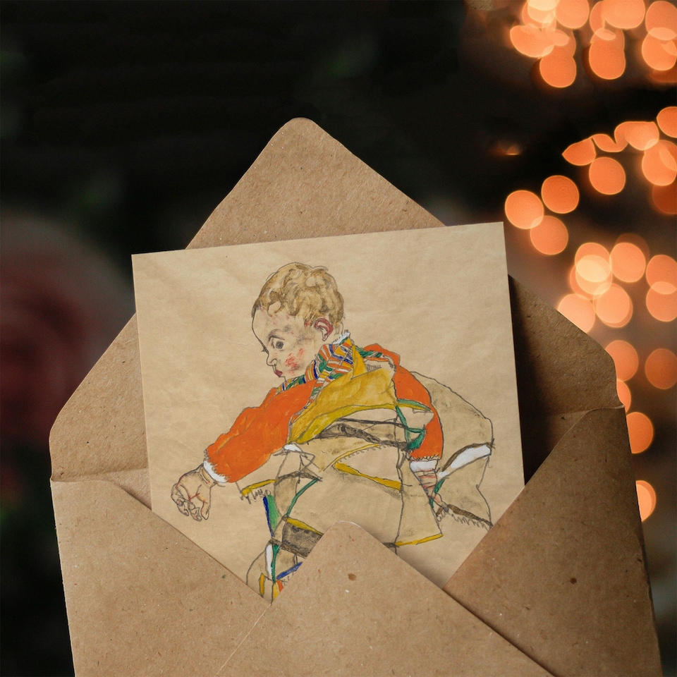 image 1 of Egon Schiele Art Card Anton Peschka Jr Portrait of a Child