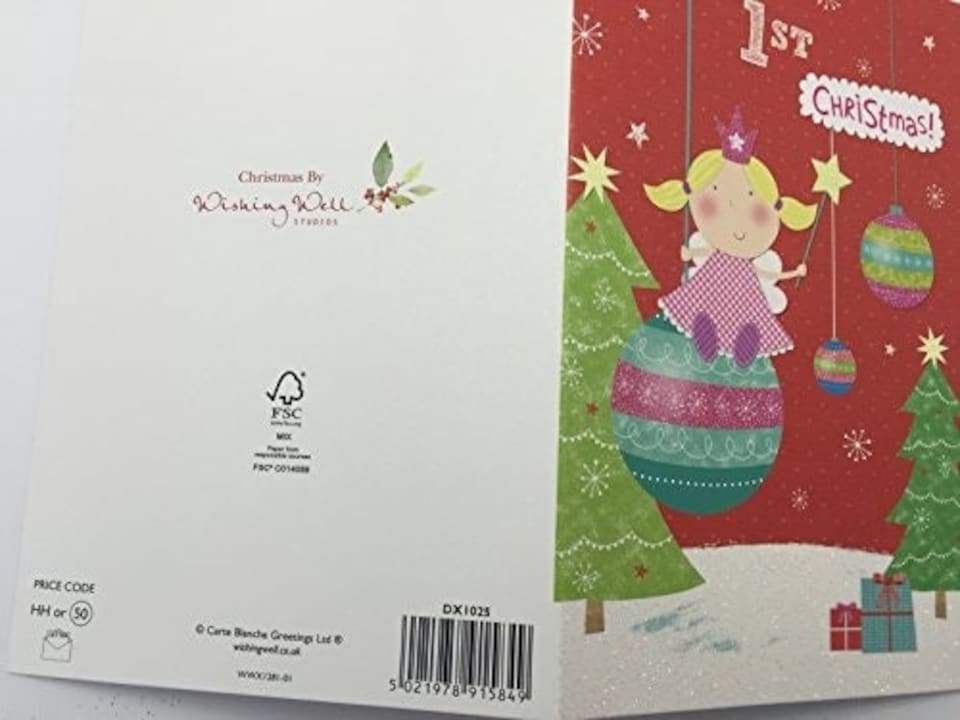 image 1 of Girls 1st Cute Christmas Greeting Card First Xmas 1 baby Keepsake Gift