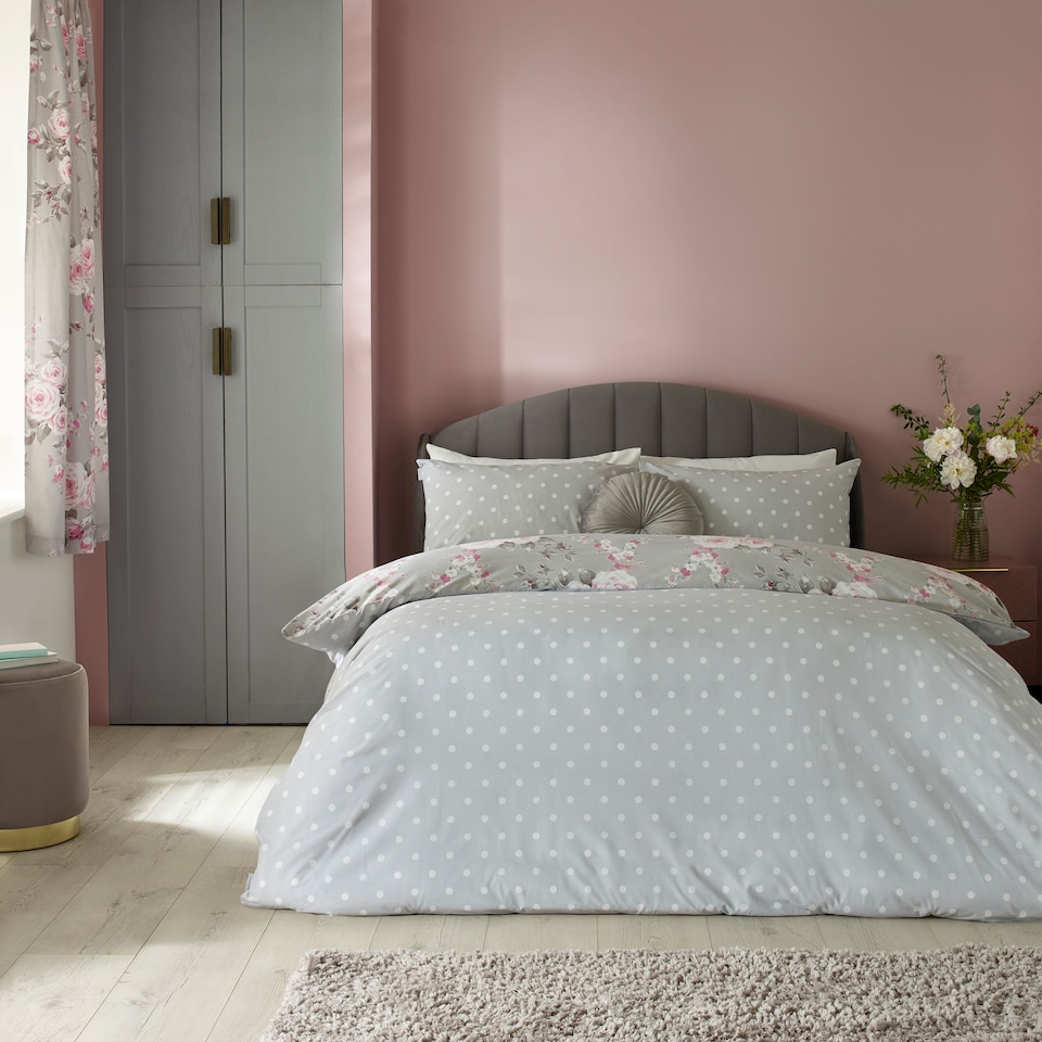 image 1 of Canterbury Floral Reversible Duvet Cover Set | Grey
