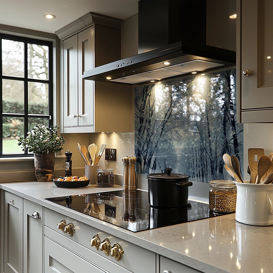 image 1 of Snowstorm In Park Dining Splash Back | White