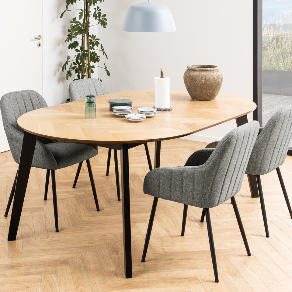 image 1 of Georgetown Round Dining Table in Oak & Black
