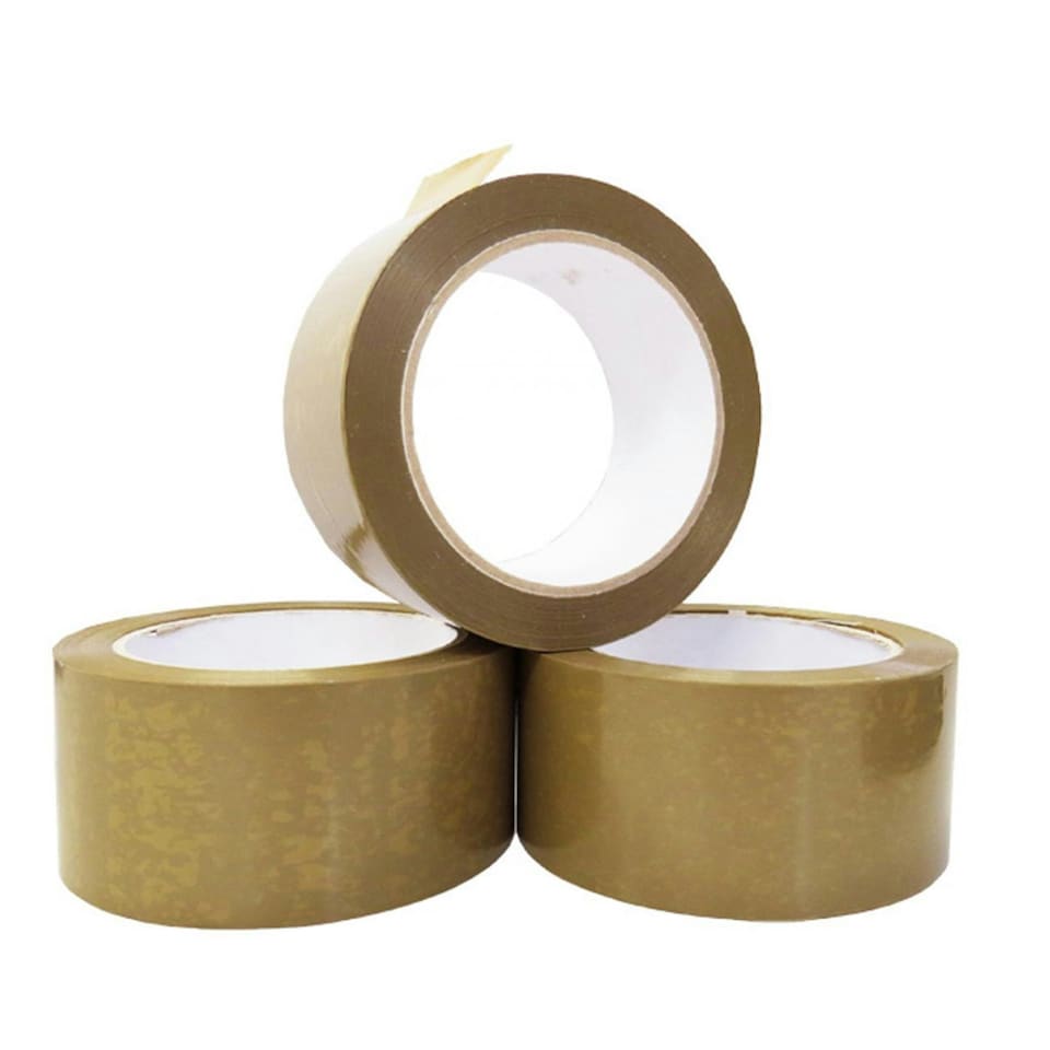 image 1 of 2 x Brown Super Sticky Long Lasting Low Noise 50mm x 66m Parcel Sealing Packaging Tape