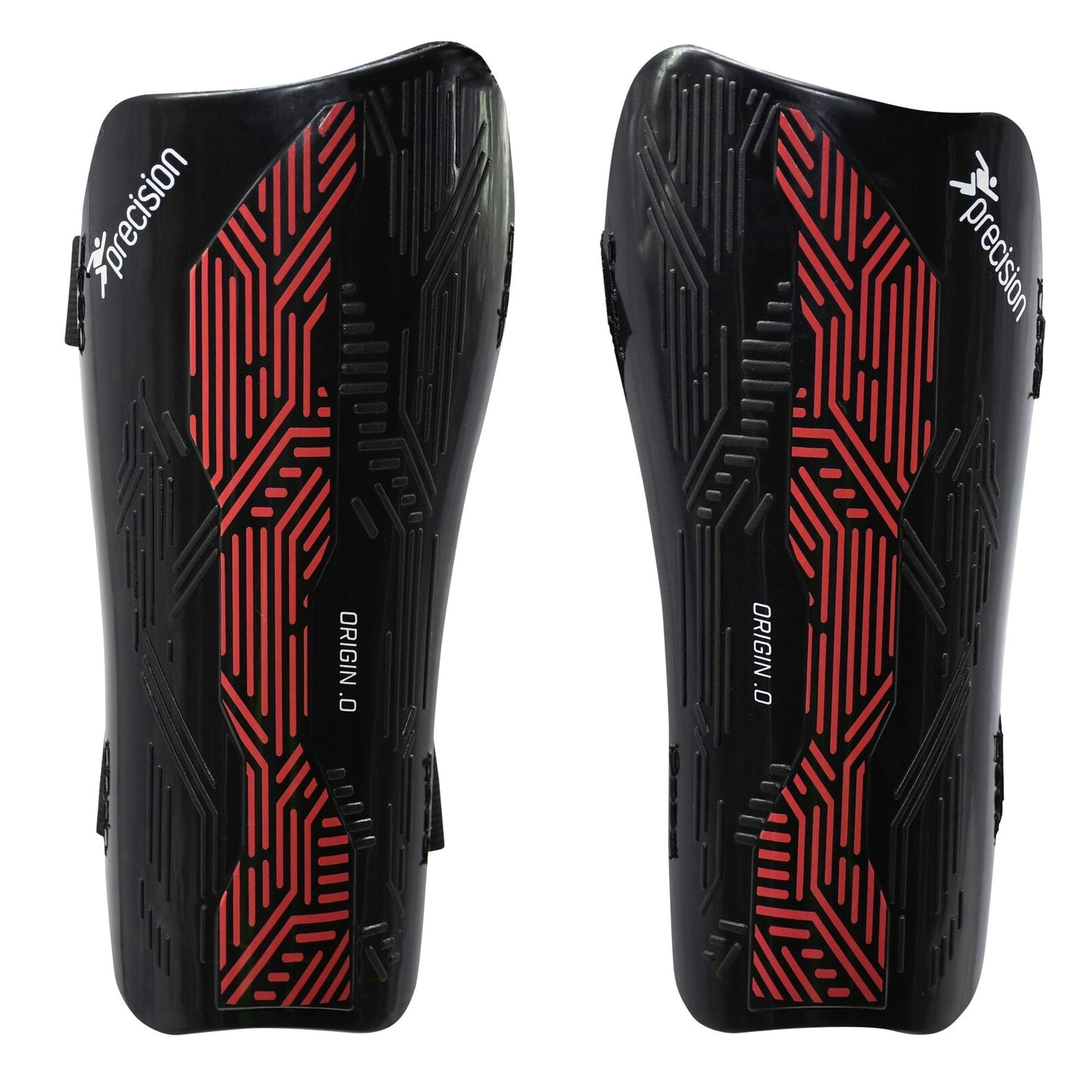Precision Unisex Adult Origin.0 Strap Shin Guards - Black/Red - S