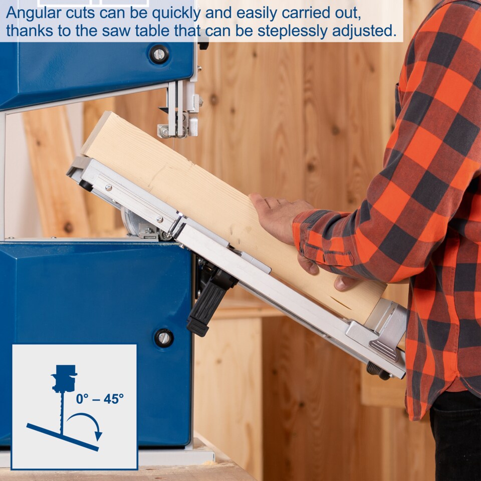 image 1 of Scheppach HBS261 Bandsaw, 550W, 120mm Cut Height, 2 Speed, Tilting Table, Rip Fence, Mitre Gauge