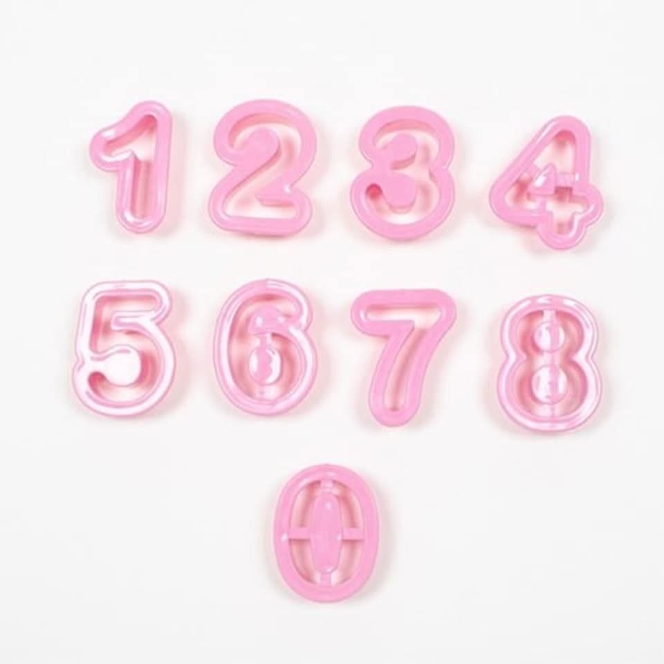 image 1 of Pastel Pink Number Cookie Cutters - Pack of 9