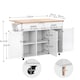 image 2 of VILUXE Mobile Kitchen Island with Foldable Worktop, 2 Drawers, Adjustable Shelves, Towel Rail, Wheels and Solid Wood Feet, White and Natural