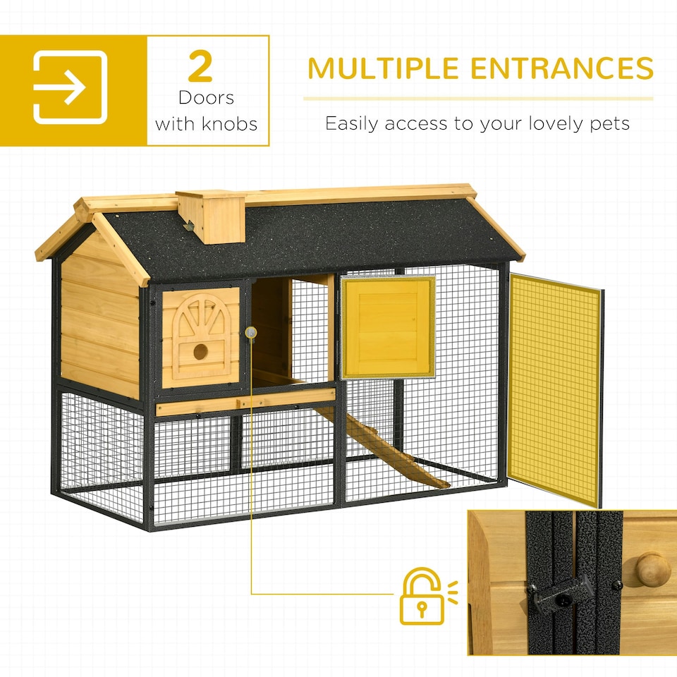 image 1 of PawHut Rabbit Hutch, Guinea Pig Hutch 2 Tiers w/Tray & Ramp, for 1-2 Rabbits