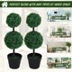 image 4 of Outsunny 2 PCS Artificial Double Ball Tree w/ Pot