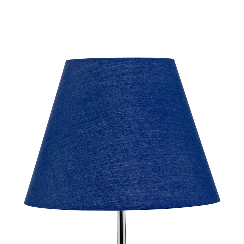 image 1 of Set of 2 Navy Blue Cotton 20cm Diameter Tapered Fabric Lamp Shades | Blue | Medium | 2
