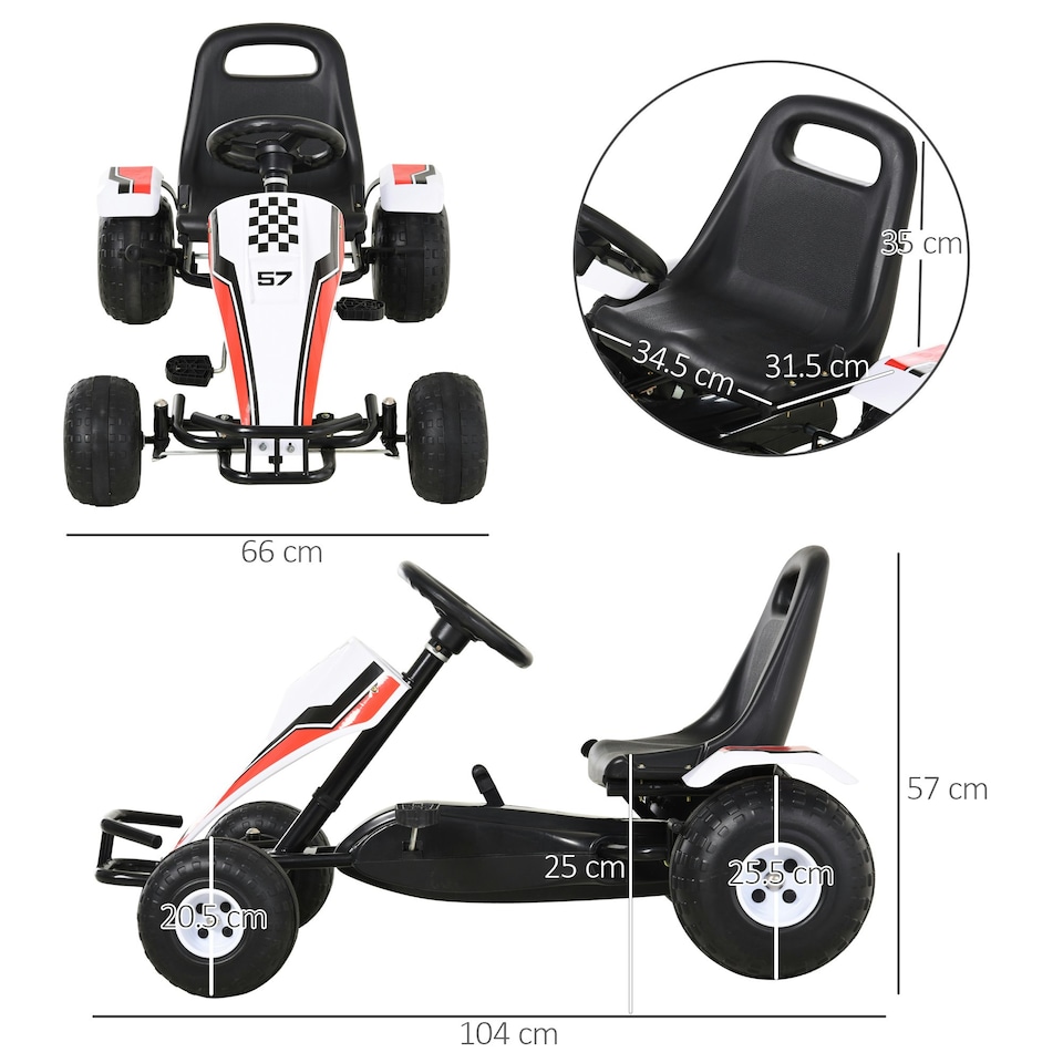 image 1 of HOMCOM Child's Racing-Style Pedal Go Kart w/ Brake Gears Steering Wheel Seat