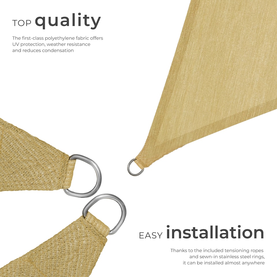 image 1 of Shade Sail - triangular with UV protection 50, water-repellent | Cream | beige | 4 x 4 x 4 m | 1