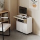 image 8 of HOMCOM Folding Dining Table, Rolling Drop Leaf Table with Hidden Shelf | White | White and Natural Wood | 70W x 83D x 75H cm