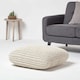 image 2 of Homescapes Natural Square Cotton Knitted Pouffe Floor Cushion | Cream | 70 x 20 cm