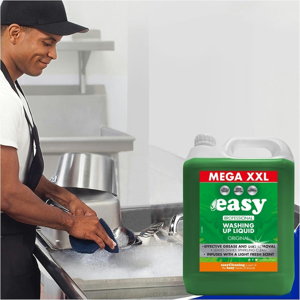 image 1 of Easy Professional Washing Up Liquid Original Dishware Clean Light Fresh Scent 5L