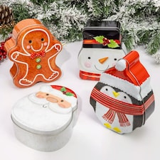 4 Set Christmas Character Shaped Tins
