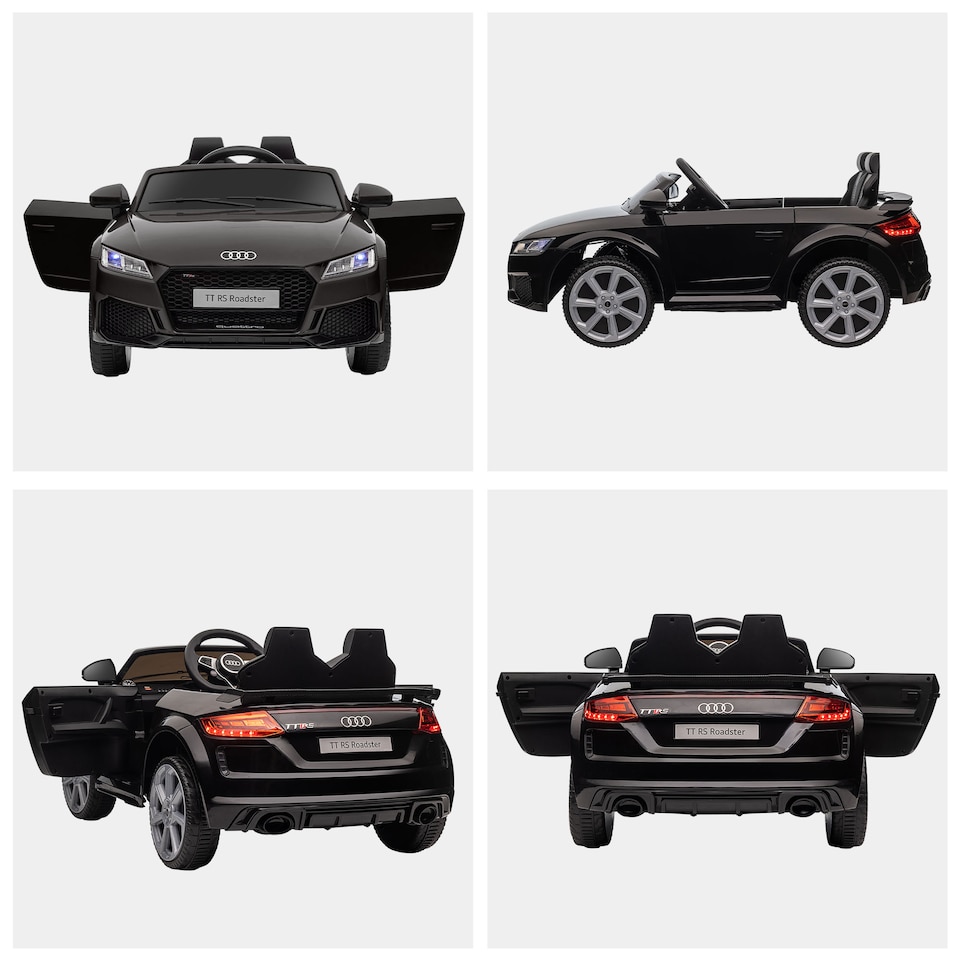 image 1 of HOMCOM 12V Battery Licensed Audi TT RS Ride-On Car w/ Headlight, Black | Black | Black