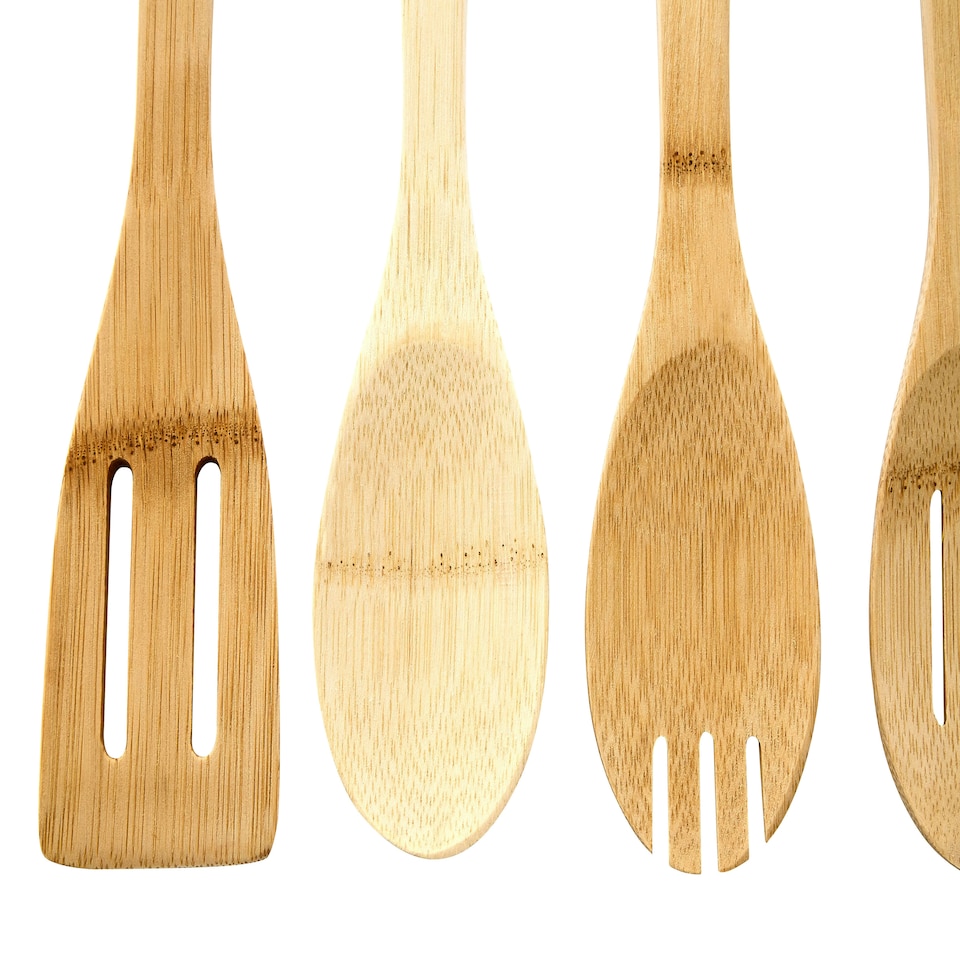 image 1 of Interiors by Premier 6pc Kitchen Utensil Set, Includes Slotted Turner, Spoon, Spaghetti Server, & More, Perfect Bamboo Utensils
