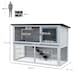 image 7 of PawHut Rabbit Hutch, Bunny Cage 2-Tier Wooden w/ Openable Roof Outdoor Grey
