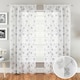 image 1 of Pair of Sienna Grey Floral Paste Print Patterned Voile Panels with Rod Pocket Header 183 CM