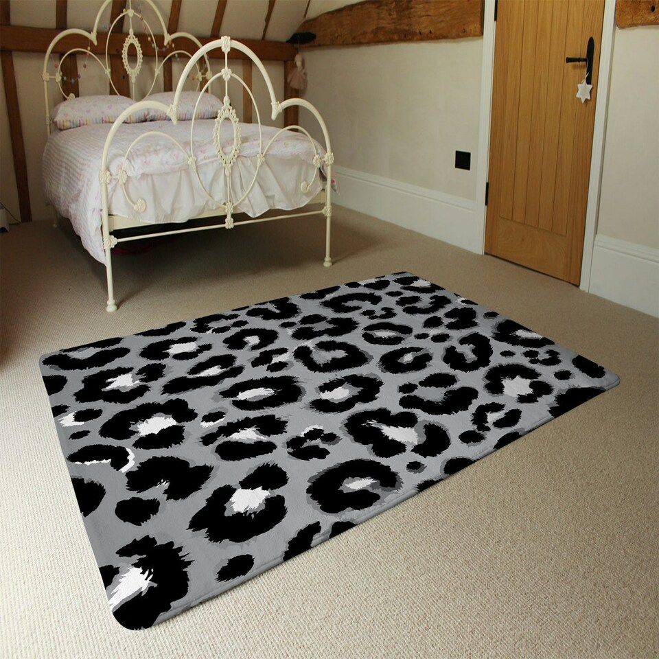 image 1 of Silver Leopard Print (Rug) Silver | Medium: 80x150cm