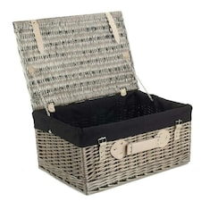 51cm Antique Wash Picnic Basket with Lining Black | Black | One Size