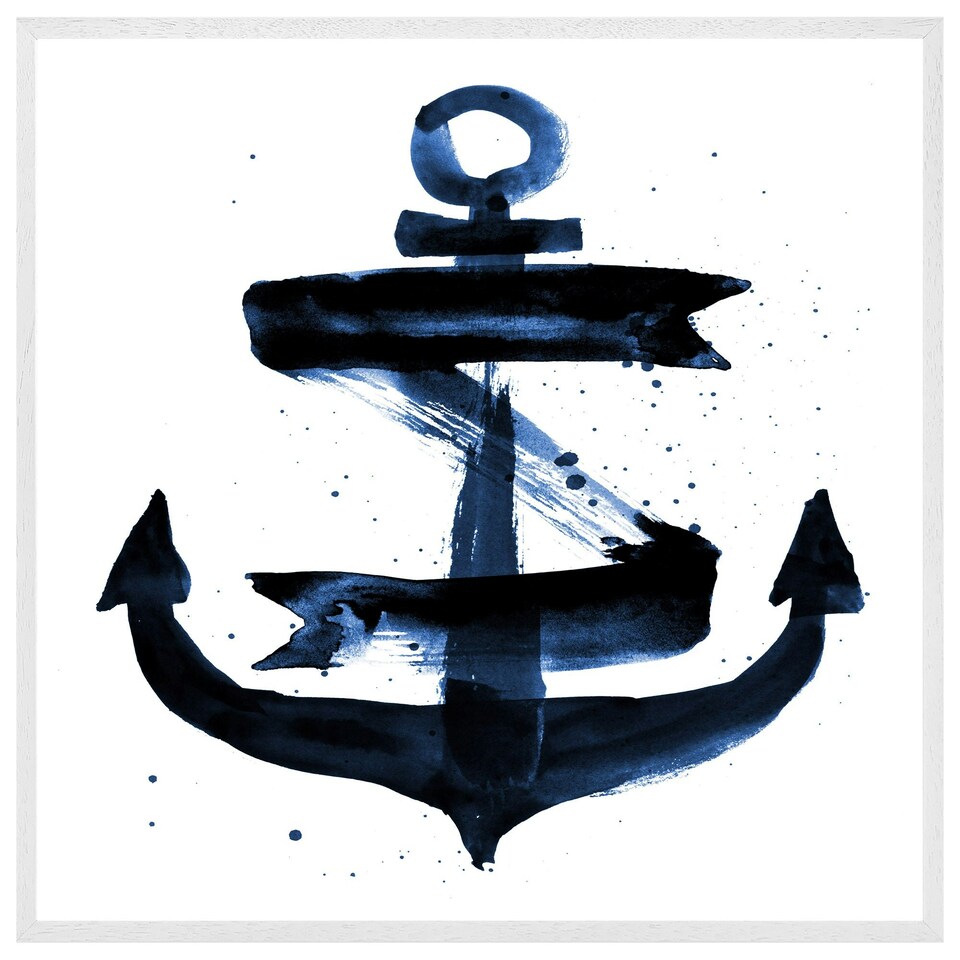 image 1 of Watercolour anchor (Picture Frame) White | S