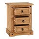 image 2 of Corona 3 Drawer Bedside - L39 x W53 x H67 cm - Distressed Waxed Pine
