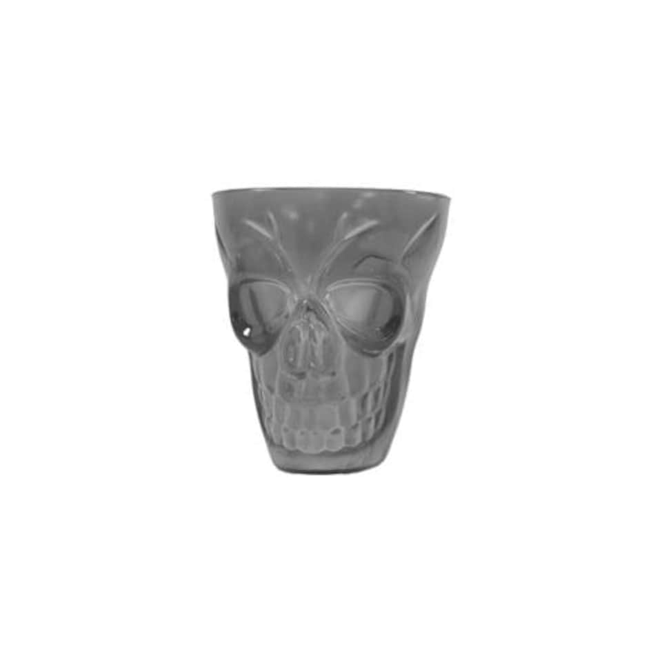 image 1 of Black Skull Shaped Reusable Plastic Shot Glasses - Pack of 4