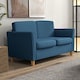 image 7 of HOMCOM 2 Seater Sofa, Compact Loveseat, Linen Upholstered Couch with Wood Legs and Armrest, Small Sofa for Living Room and Home Office Blue
