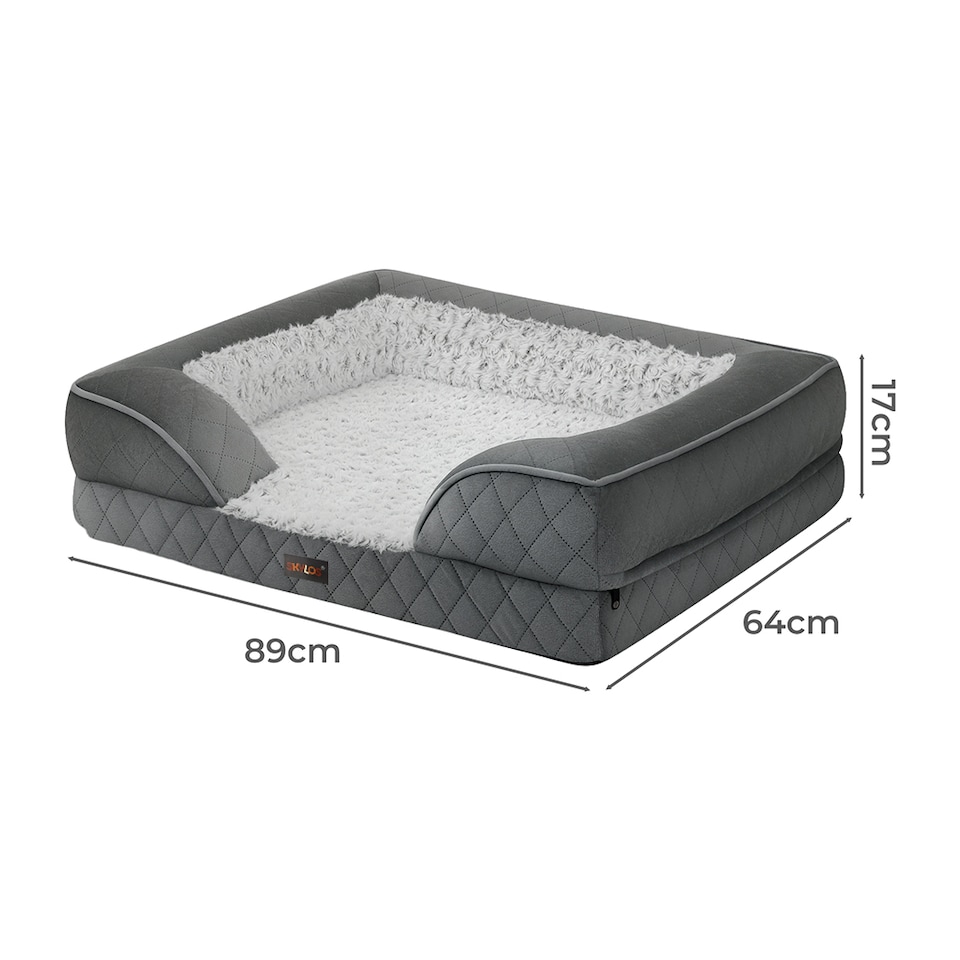image 1 of Skylos Orthopedic Pet Bed Dog Memory Foam Cushion Calming Mat Washable Large Grey | Grey | Large