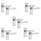 image 1 of Golden Grace 5 Pairs Victorian Straight Delta Door Handles Latch in Silver Polished Chrome - 120mm x 40mm Backplate Chrome