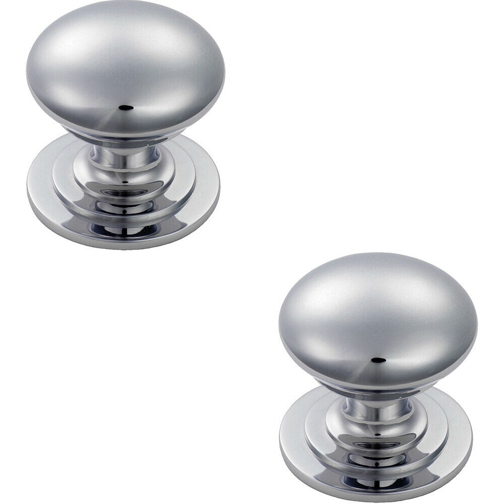 Loops 2x Victorian Round Cupboard Door Knob 42mm Dia Polished Chrome Cabinet Handle