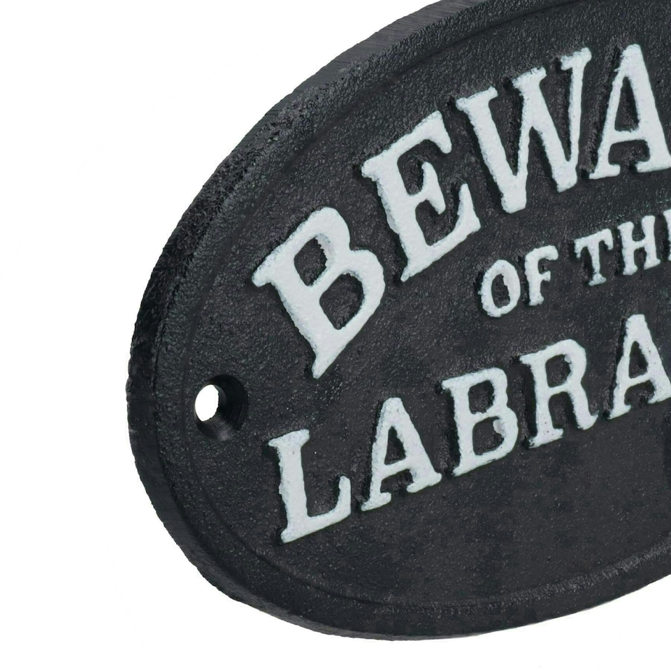 image 1 of Beware the Labrador Dog Black Cast Iron Sign Plaque Door Wall House Gate Post