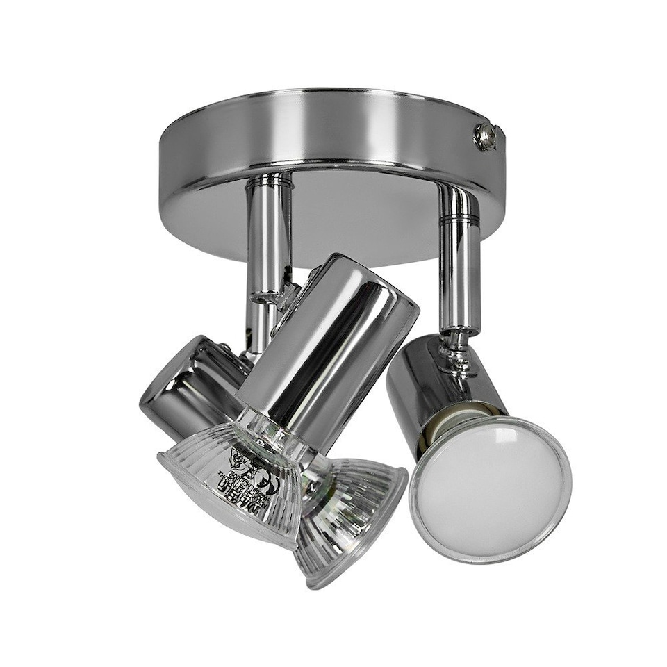image 1 of ValueLights Round Silver Chrome 3 Way Adjustable GU10 Ceiling Spotlight