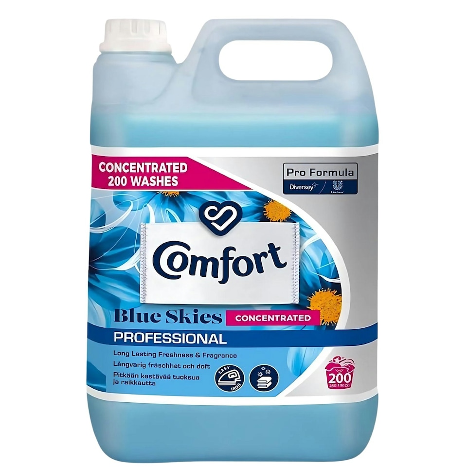 image 1 of Comfort Fabric Softener Blue Skies Concentrated Laundry Clothes 200 Washes 5L