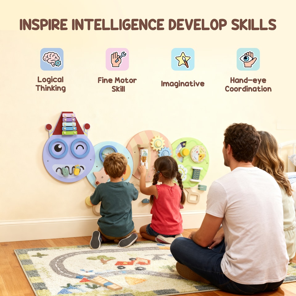 image 1 of AIYAPLAY Caterpillar Busy Board, Sensory Wall Toy for Toddlers 3+