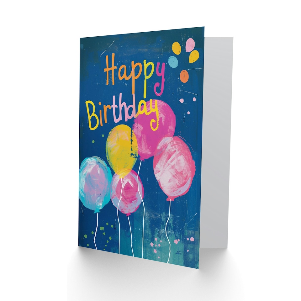 image 1 of Bright Colourful Fun Balloons Man Woman Girl Birthday Card