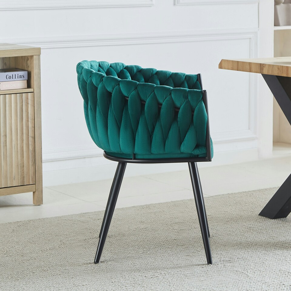 image 1 of Set of 2 Baiano Fabric Dining Chairs - Green