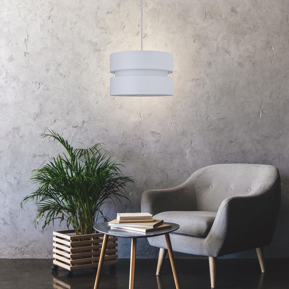 image 1 of White Layered Easy Fit Drum Light Shade | White | Large | 1