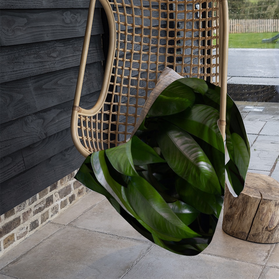 image 1 of Closeup of beautiful glossy green leaves Designer Blanket | Multi