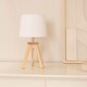 image 2 of ValueLights Jackson Pair of Natural Wood Tripod Table Lamps with Shades | Brown