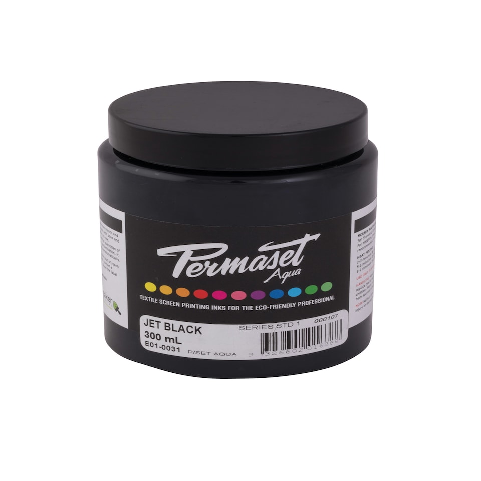 Permaset Aqua Standard Ink, Jet Black, 300ml