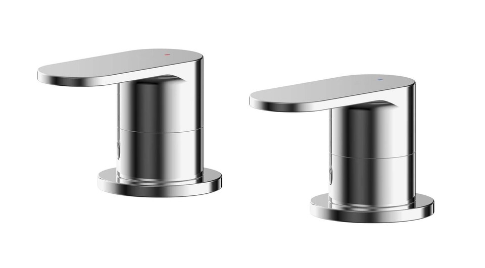 image 1 of Current Round Deck Mounted 3 quarter inch Side Valves with Round Levers - Chrome