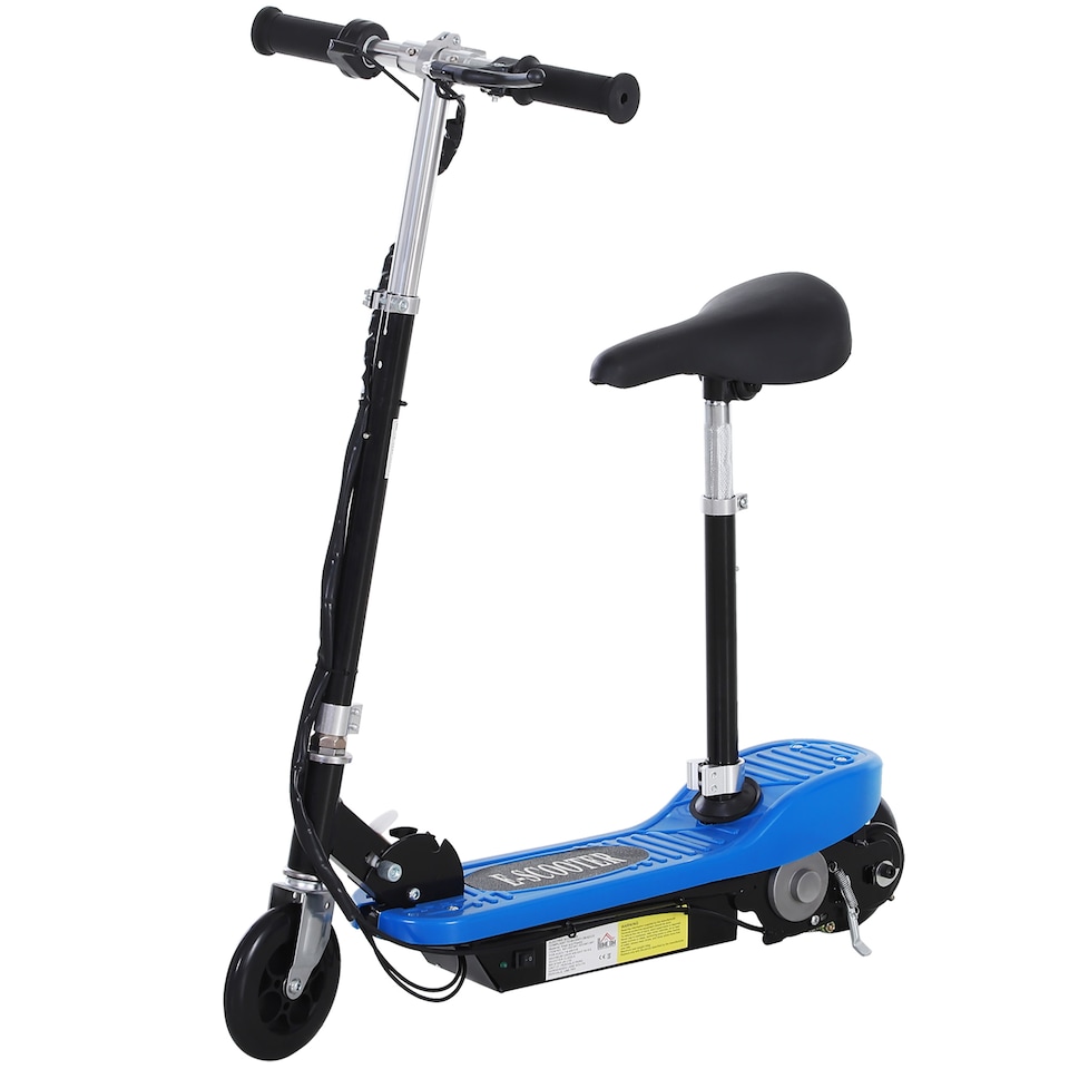 image 1 of HOMCOM Foldable Powered Scooter 120W w Adjustable Seat and Brake | Blue