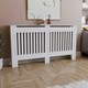 image 2 of Vida Designs Chelsea Radiator Cover Painted MDF Slatted Cabinet, White, 152cm